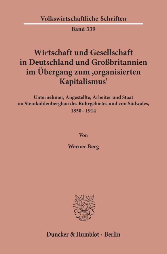 Cover Wirtschaft und Gesellschaft in Deutschland und Großbritannien im Übergang zum »organisierten Kapitalismus«