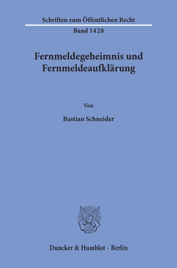 Cover Fernmeldegeheimnis und Fernmeldeaufklärung