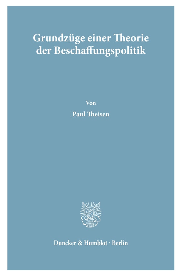 Cover Grundzüge einer Theorie der Beschaffungspolitik