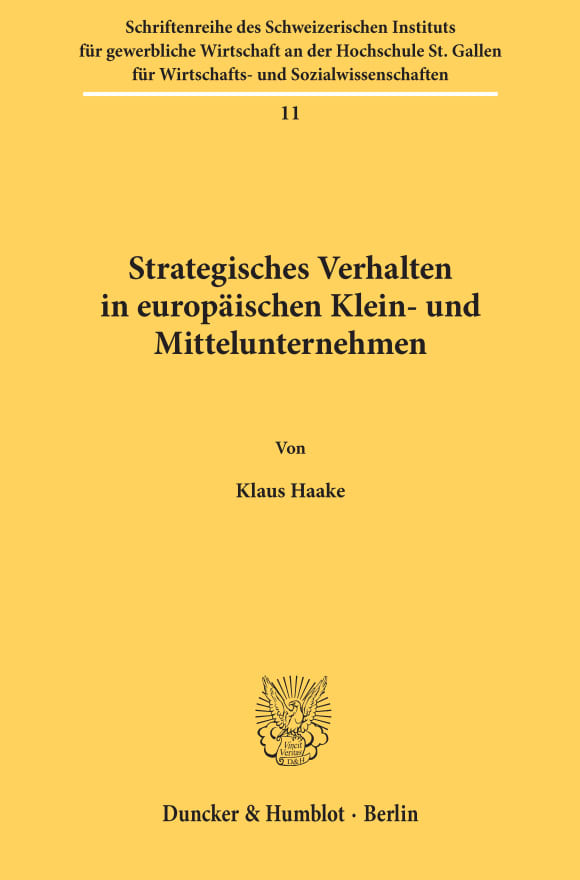 Cover Strategisches Verhalten in europäischen Klein- und Mittelunternehmen