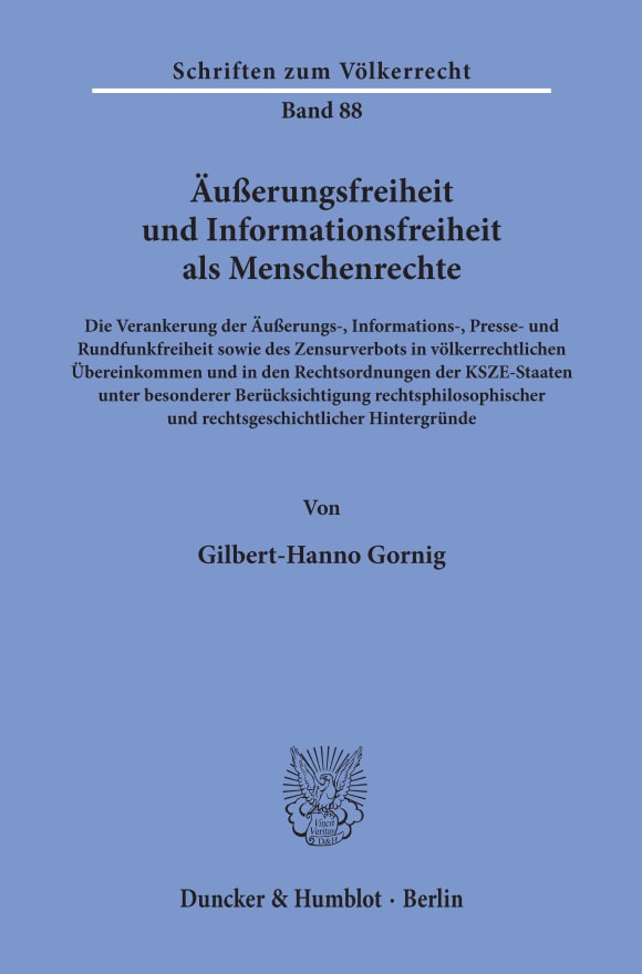 Cover Äußerungsfreiheit und Informationsfreiheit als Menschenrechte