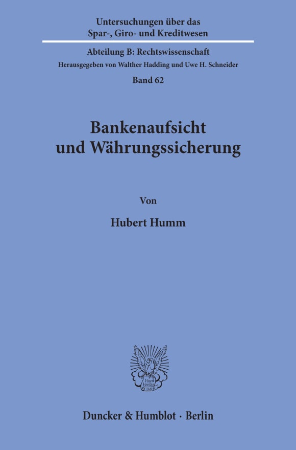 Cover Bankenaufsicht und Währungssicherung