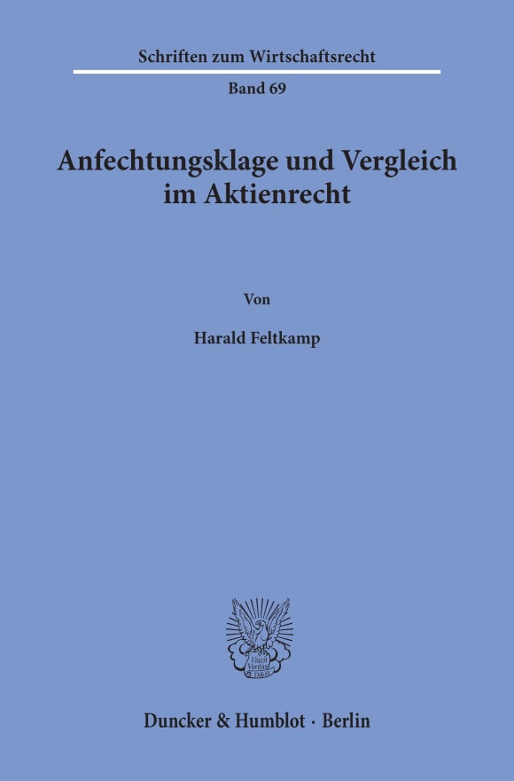 Cover Anfechtungsklage und Vergleich im Aktienrecht