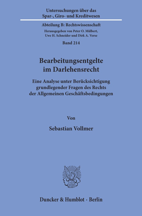 Cover Bearbeitungsentgelte im Darlehensrecht