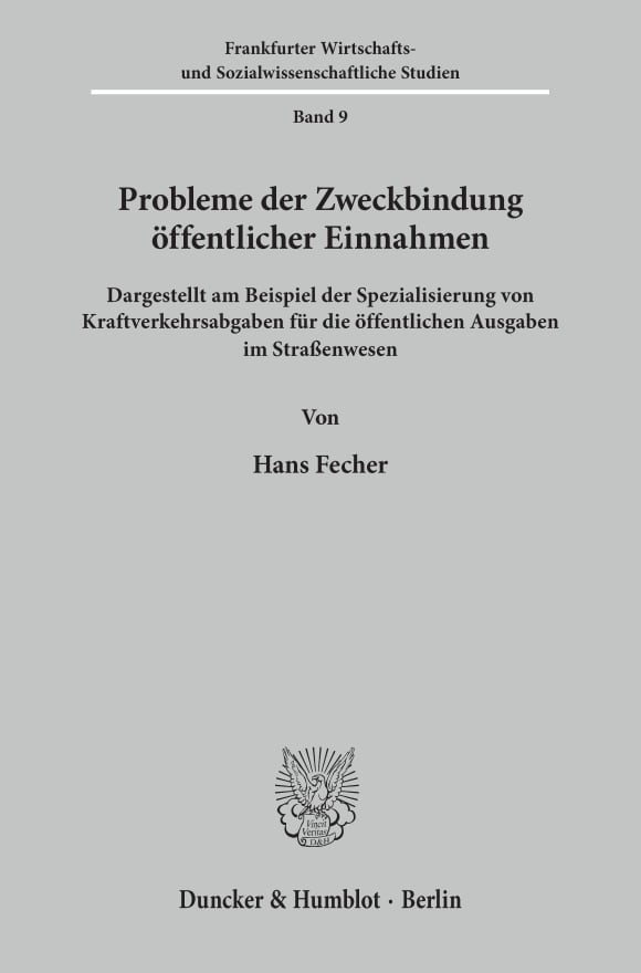 Cover Probleme der Zweckbindung öffentlicher Einnahmen