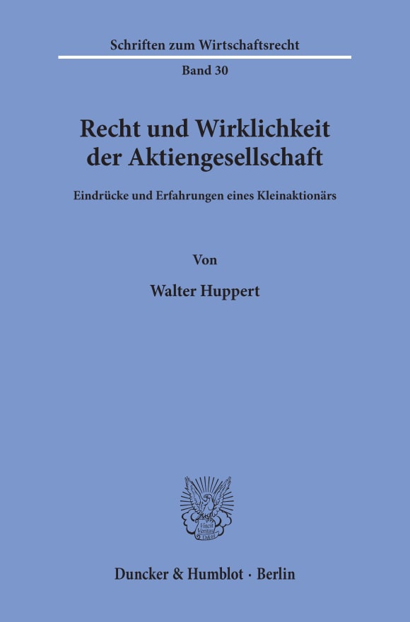 Cover Recht und Wirklichkeit der Aktiengesellschaft