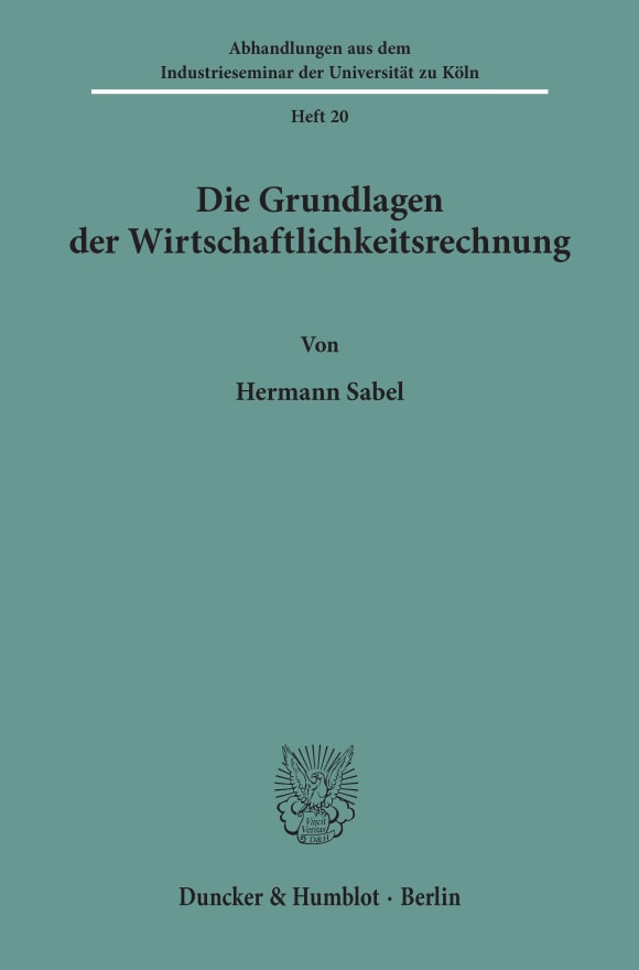 Cover Die Grundlagen der Wirtschaftlichkeitsrechnung