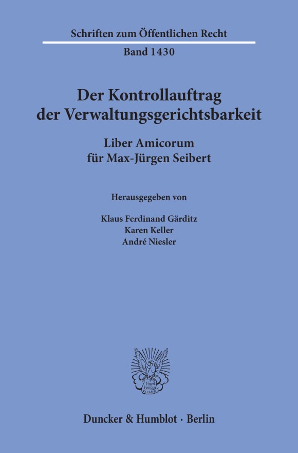 Cover Der Kontrollauftrag der Verwaltungsgerichtsbarkeit