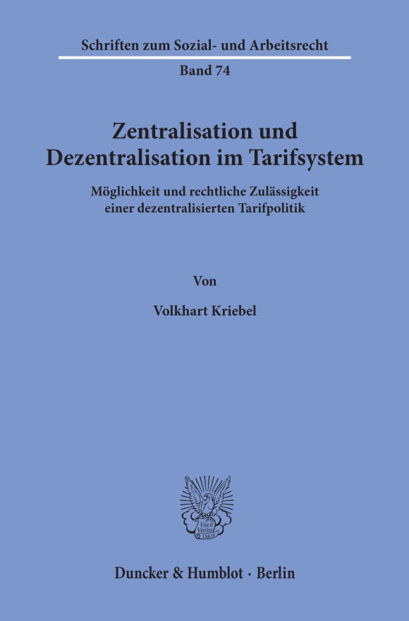 Cover Zentralisation und Dezentralisation im Tarifsystem