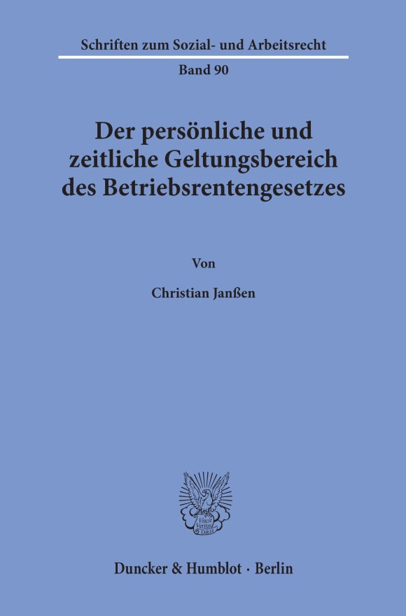 Cover Der persönliche und zeitliche Geltungsbereich des Betriebsrentengesetzes