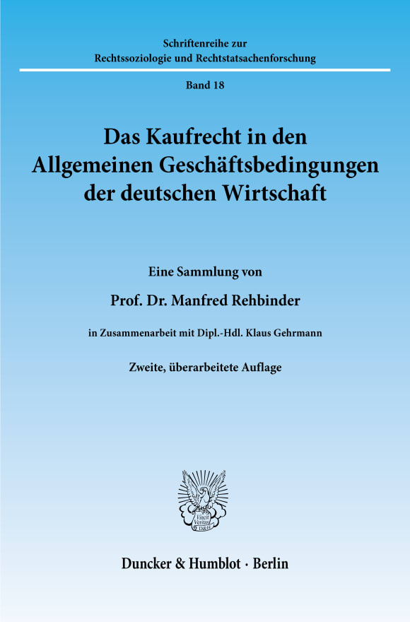 Cover Das Kaufrecht in den Allgemeinen Geschäftsbedingungen der deutschen Wirtschaft