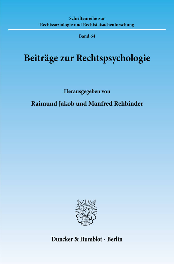 Cover Beiträge zur Rechtspsychologie