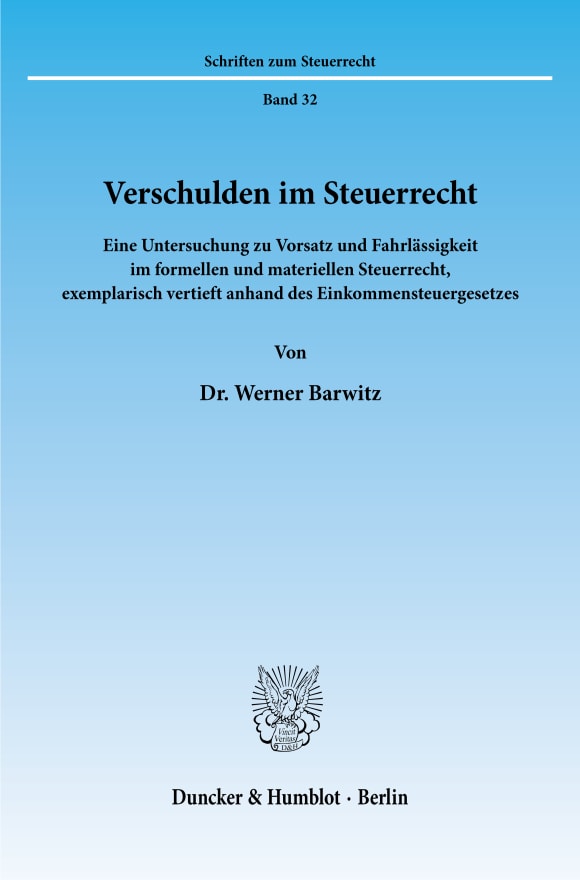 Cover Verschulden im Steuerrecht