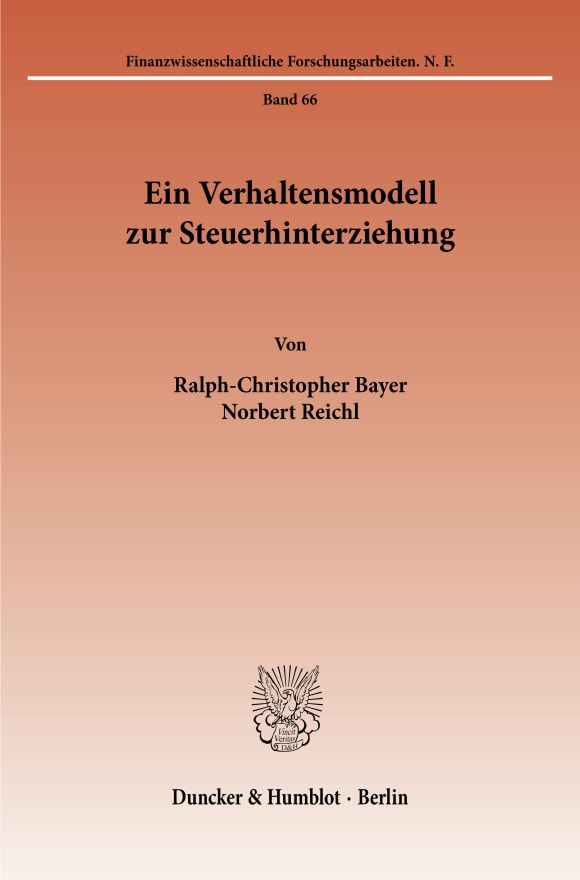 Cover Ein Verhaltensmodell zur Steuerhinterziehung