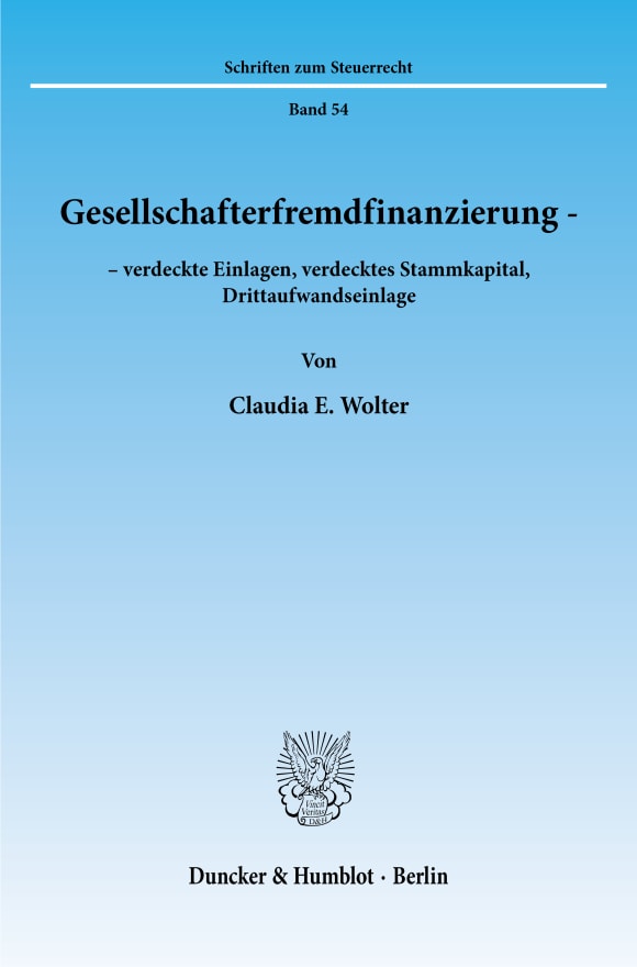 Cover Gesellschafterfremdfinanzierung -