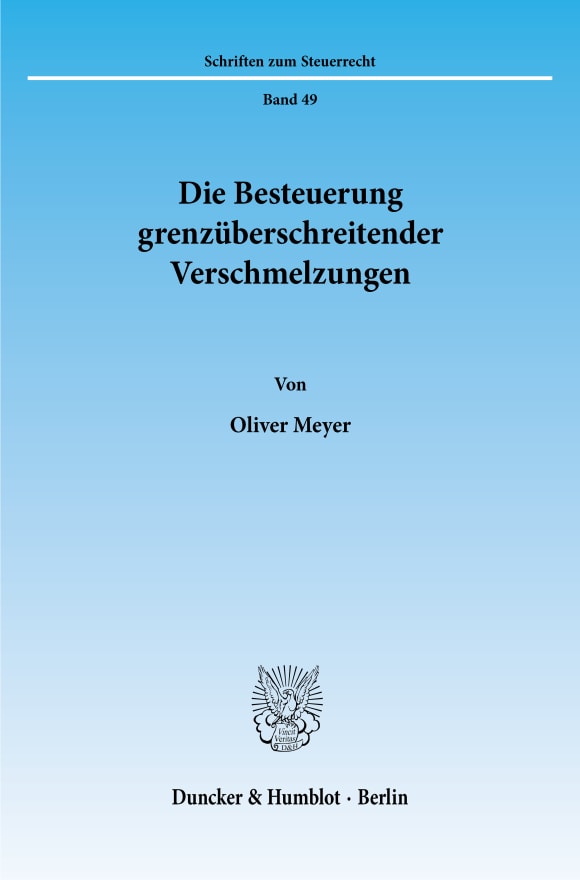 Cover Die Besteuerung grenzüberschreitender Verschmelzungen