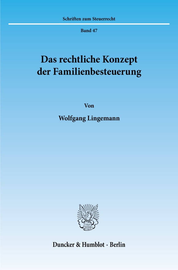 Cover Das rechtliche Konzept der Familienbesteuerung