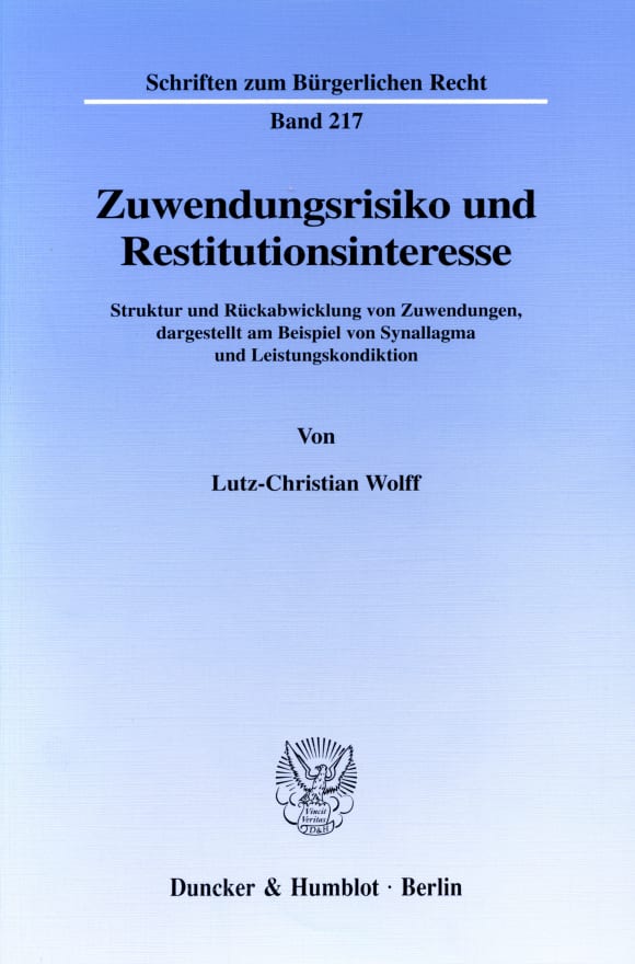 Cover Zuwendungsrisiko und Restitutionsinteresse