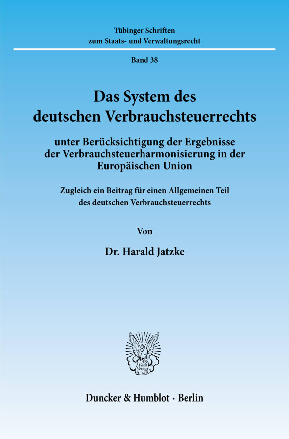 Cover Das System des deutschen Verbrauchsteuerrechts