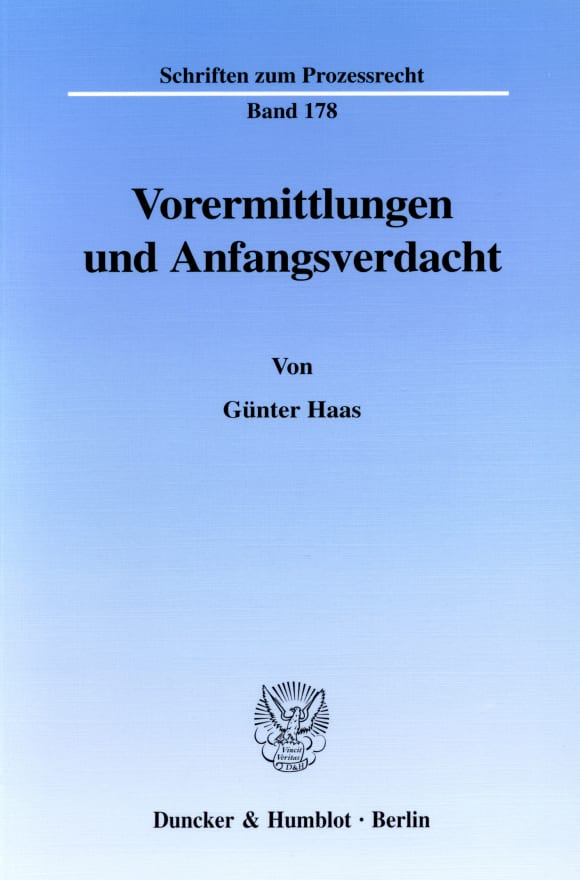 Cover Vorermittlungen und Anfangsverdacht