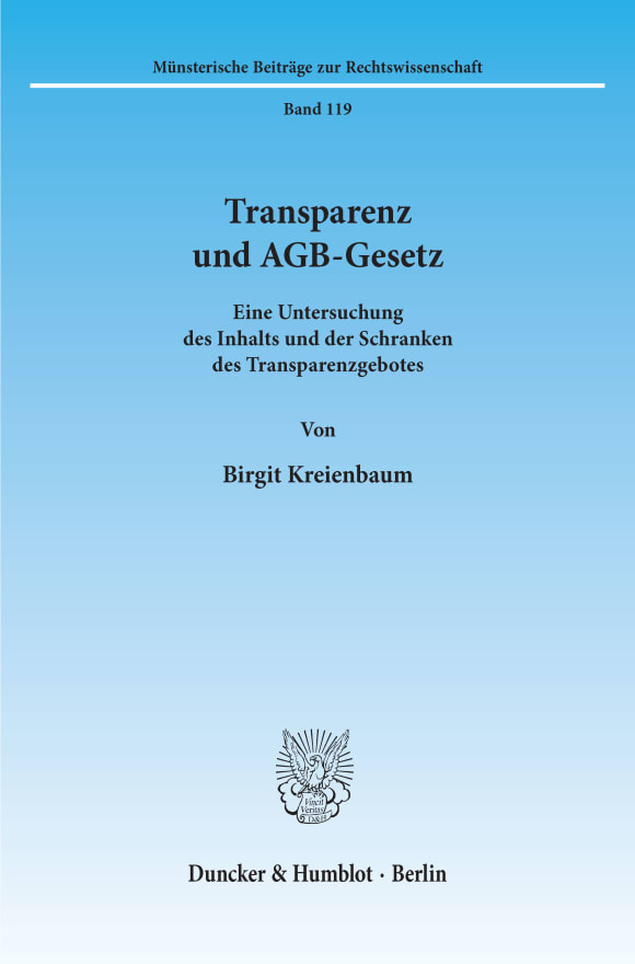 Cover Transparenz und AGB-Gesetz