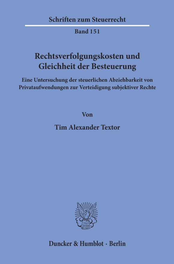 Cover Rechtsverfolgungskosten und Gleichheit der Besteuerung