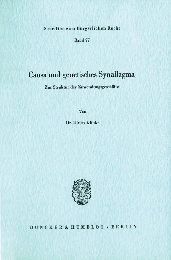 Cover Causa und genetisches Synallagma