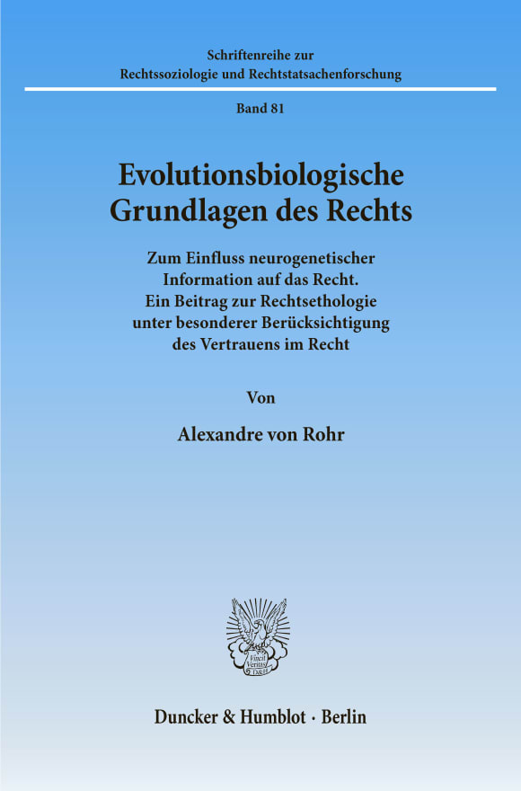 Cover Evolutionsbiologische Grundlagen des Rechts