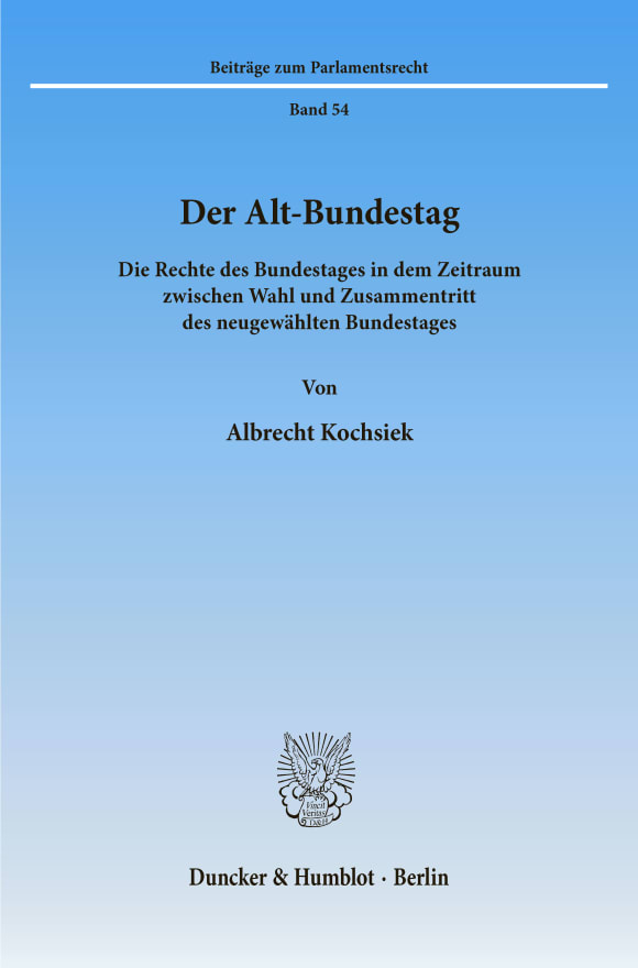 Cover Der Alt-Bundestag