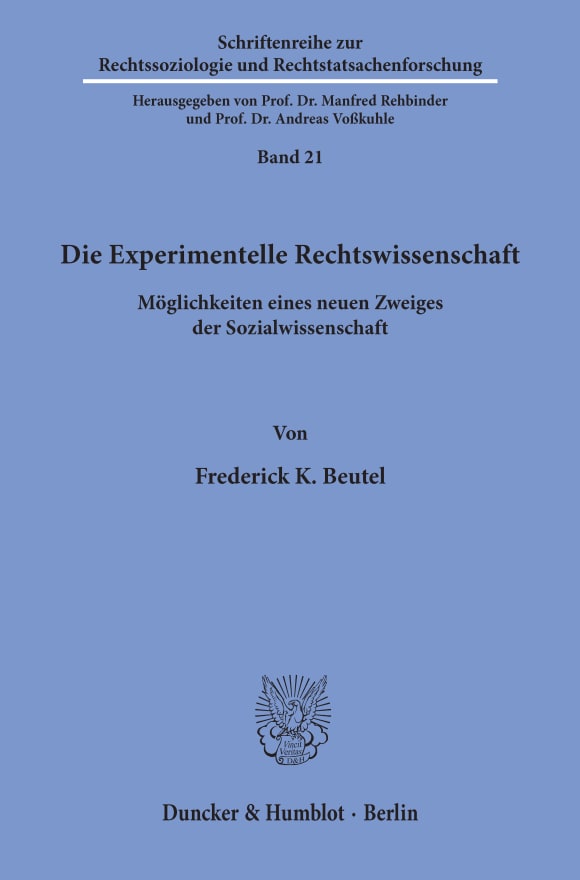 Cover Die Experimentelle Rechtswissenschaft