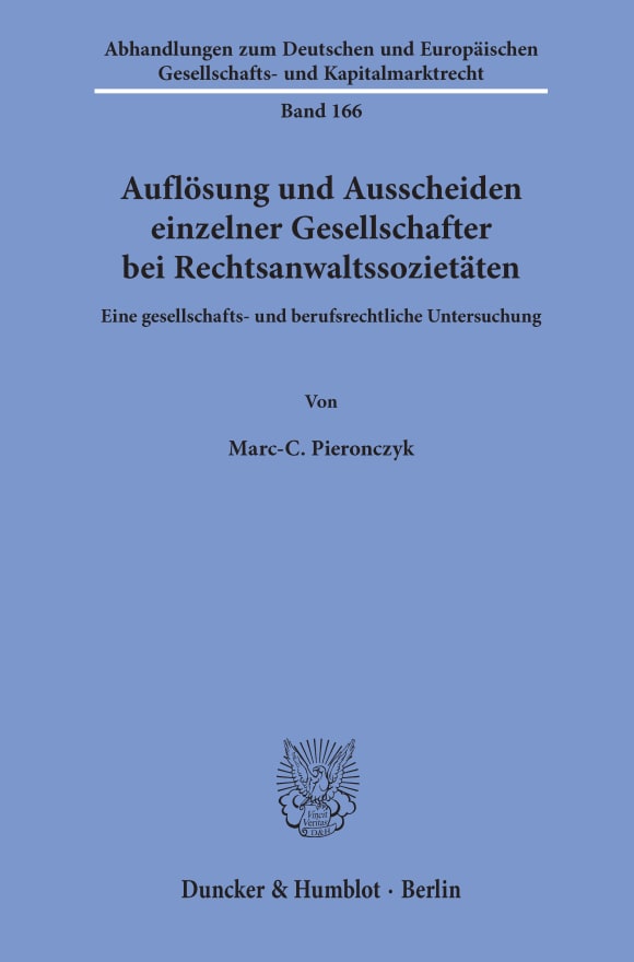 Cover Auflösung und Ausscheiden einzelner Gesellschafter bei Rechtsanwaltssozietäten