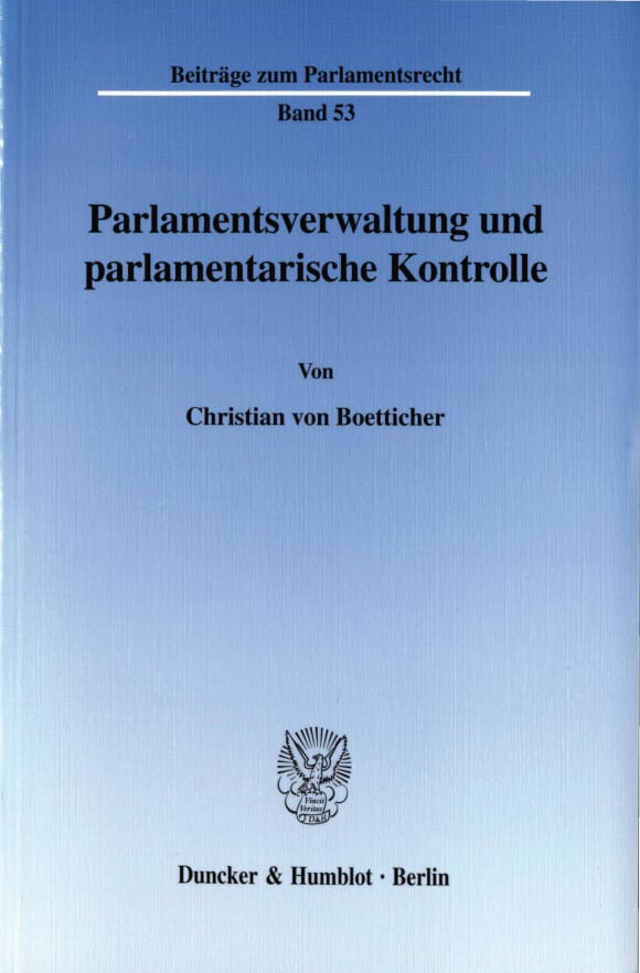 Cover Parlamentsverwaltung und parlamentarische Kontrolle