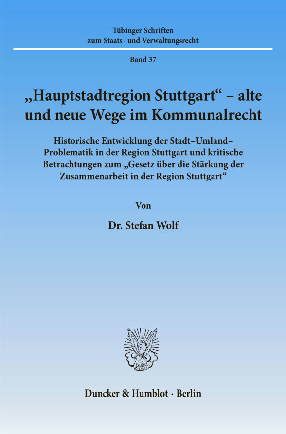 Cover »Hauptstadtregion Stuttgart« - alte und neue Wege im Kommunalrecht