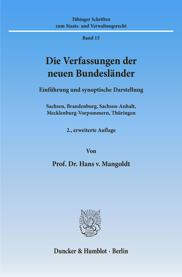 Cover Die Verfassungen der neuen Bundesländer