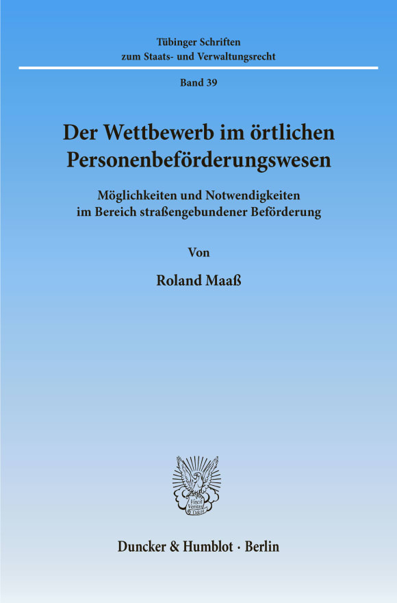 Cover Der Wettbewerb im örtlichen Personenbeförderungswesen