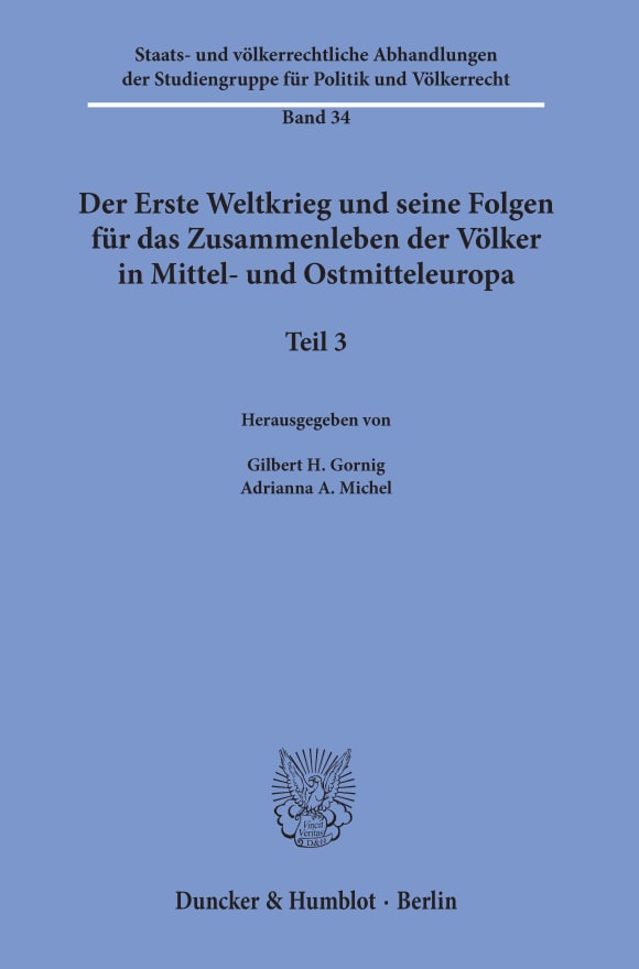 Cover Der Erste Weltkrieg und seine Folgen für das Zusammenleben der Völker in Mittel- und Ostmitteleuropa