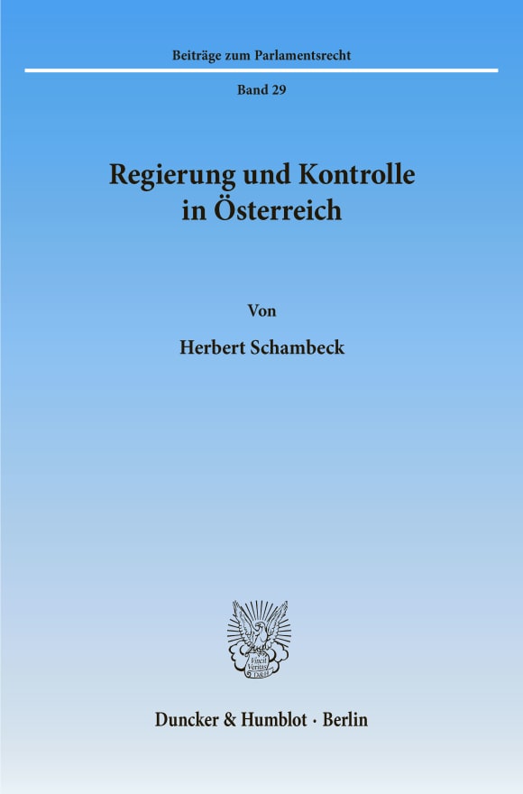 Cover Regierung und Kontrolle in Österreich