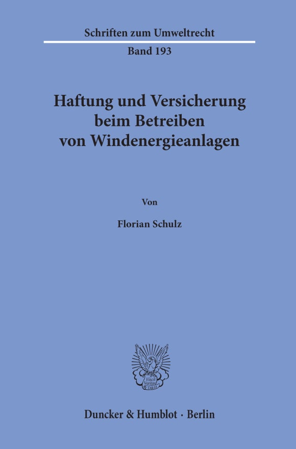 Cover Haftung und Versicherung beim Betreiben von Windenergieanlagen