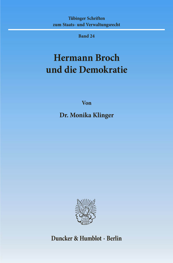 Cover Hermann Broch und die Demokratie