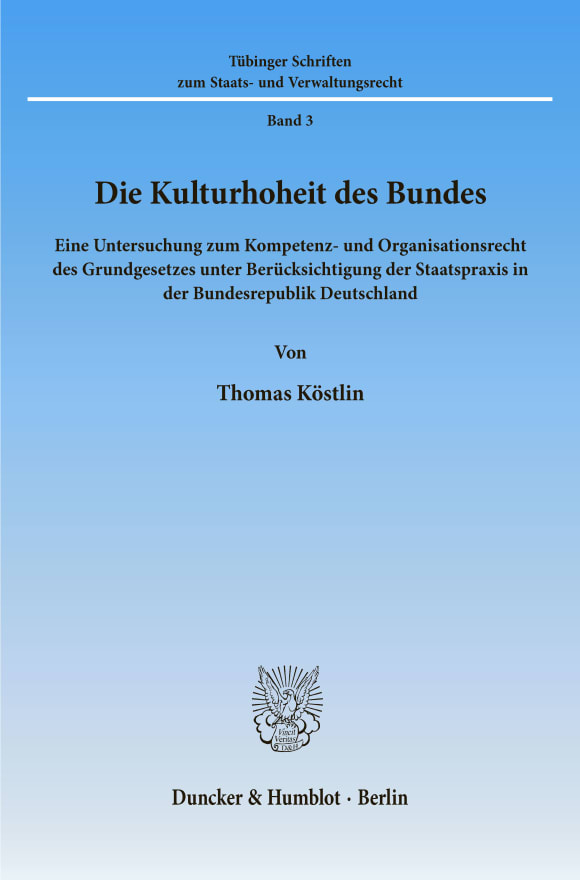 Cover Die Kulturhoheit des Bundes