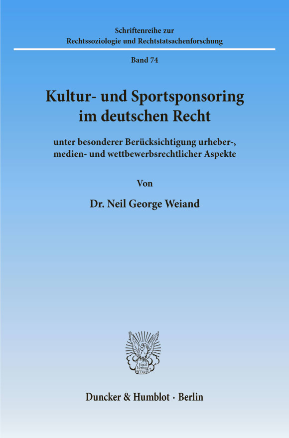 Cover Kultur- und Sportsponsoring im deutschen Recht