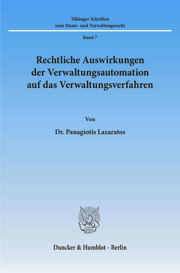 Cover Rechtliche Auswirkungen der Verwaltungsautomation auf das Verwaltungsverfahren