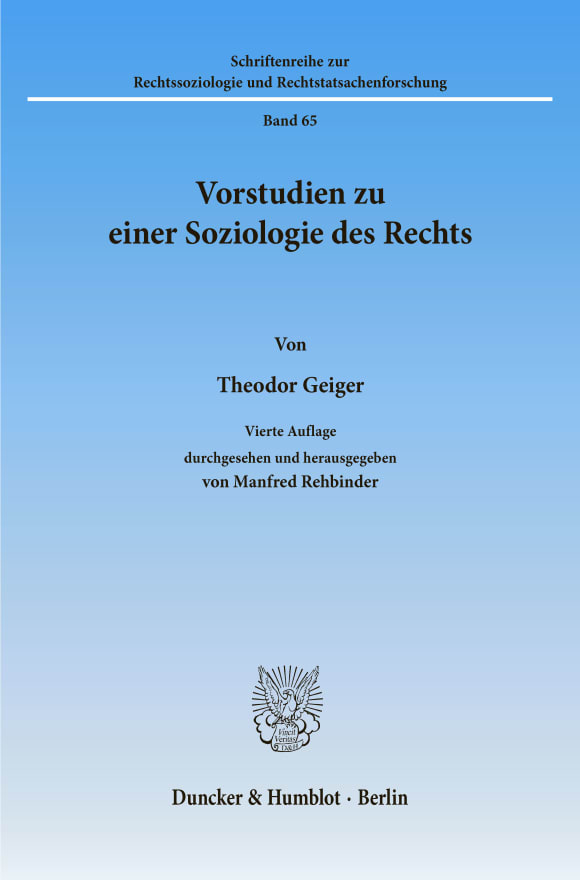 Cover Vorstudien zu einer Soziologie des Rechts