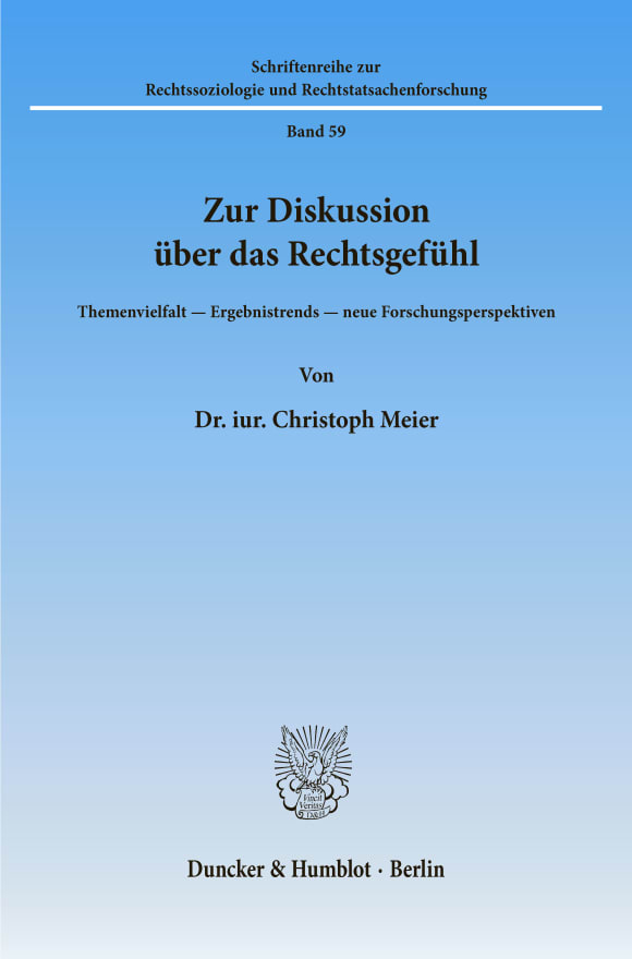 Cover Zur Diskussion über das Rechtsgefühl