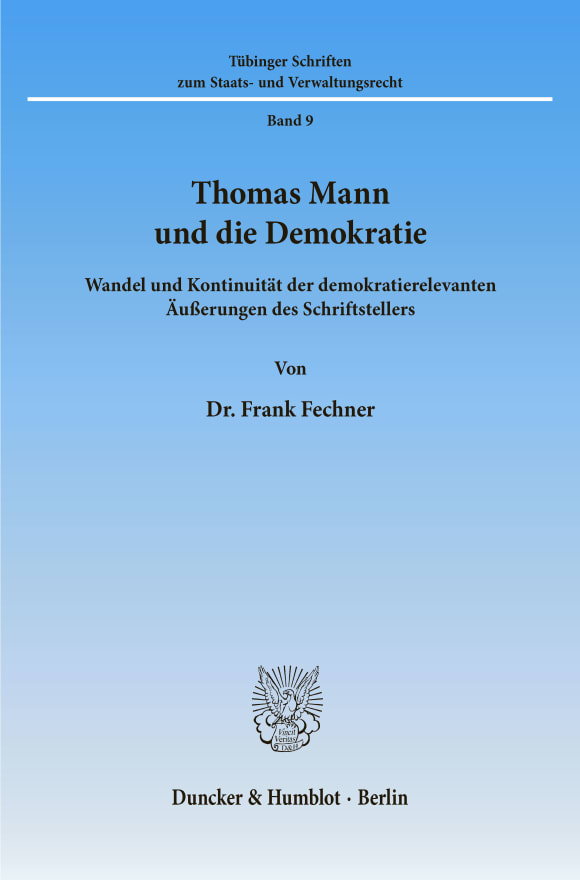 Cover Thomas Mann und die Demokratie