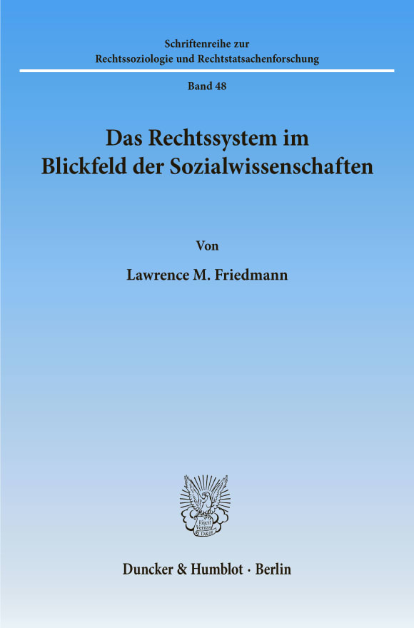 Cover Das Rechtssystem im Blickfeld der Sozialwissenschaften