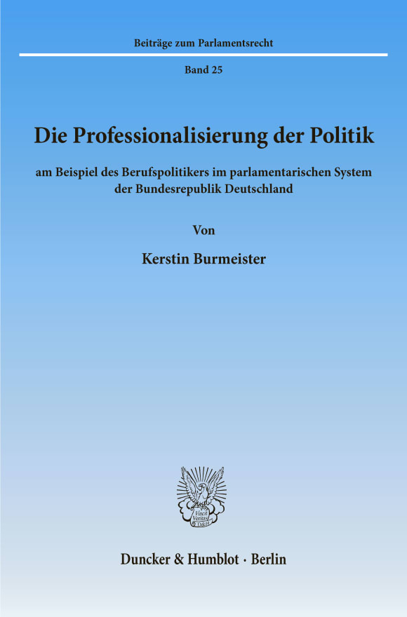 Cover Die Professionalisierung der Politik