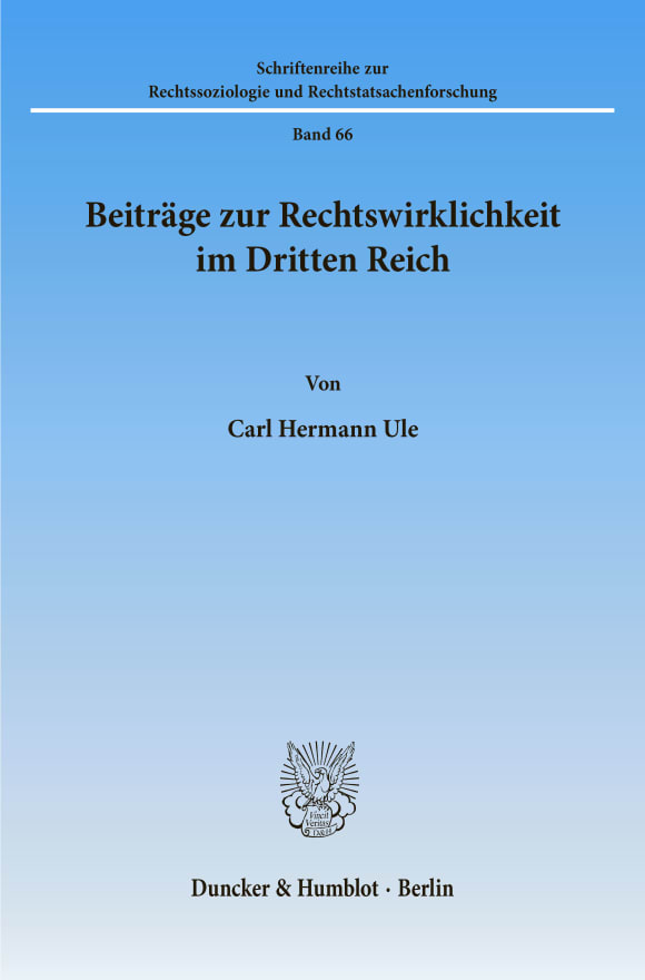 Cover Beiträge zur Rechtswirklichkeit im Dritten Reich