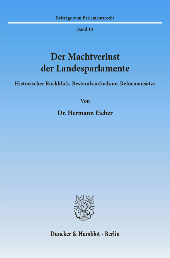 Cover Der Machtverlust der Landesparlamente