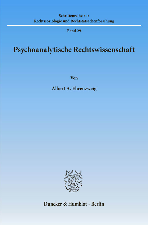 Cover Psychoanalytische Rechtswissenschaft